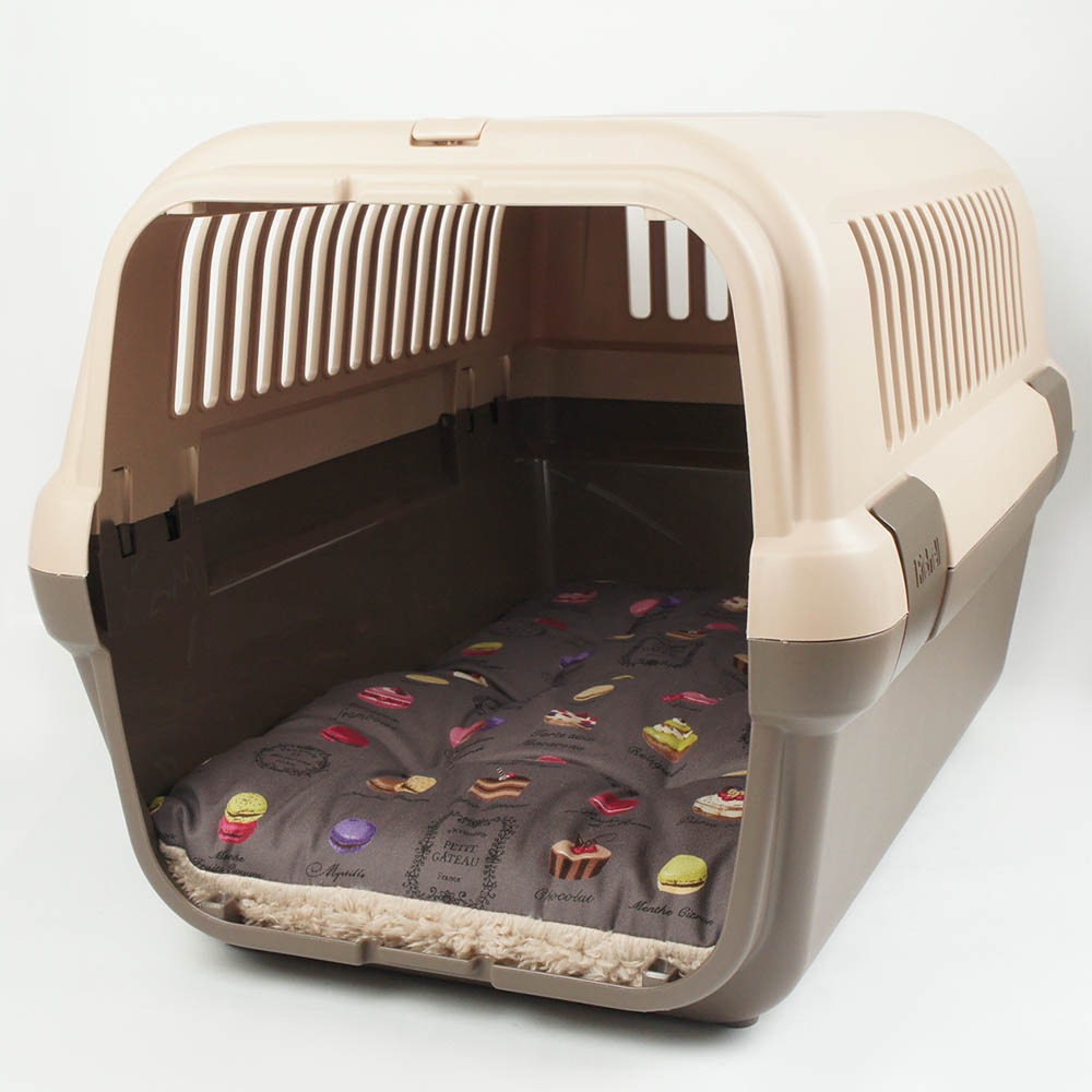 縁無しクッションベッド/クレートクッション マカロンチョコファー Mサイズ