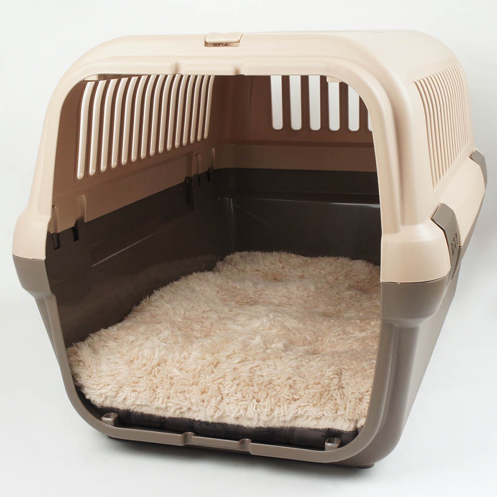 縁無しクッションベッド/クレートクッション マカロンチョコファー Mサイズ