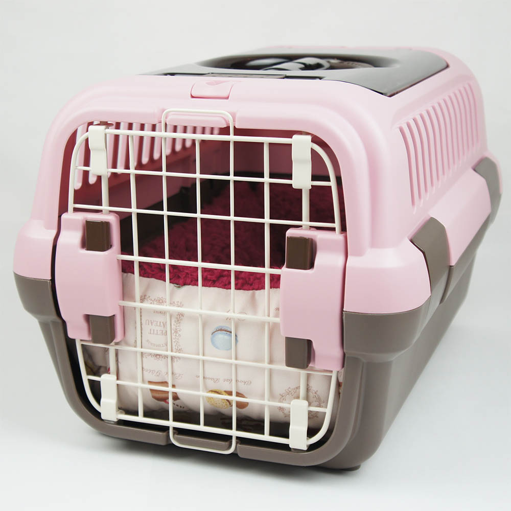 ペットが喜ぶ キャリークッションベッド/クレートクッション マカロンピンクファーラズベリー Sサイズ