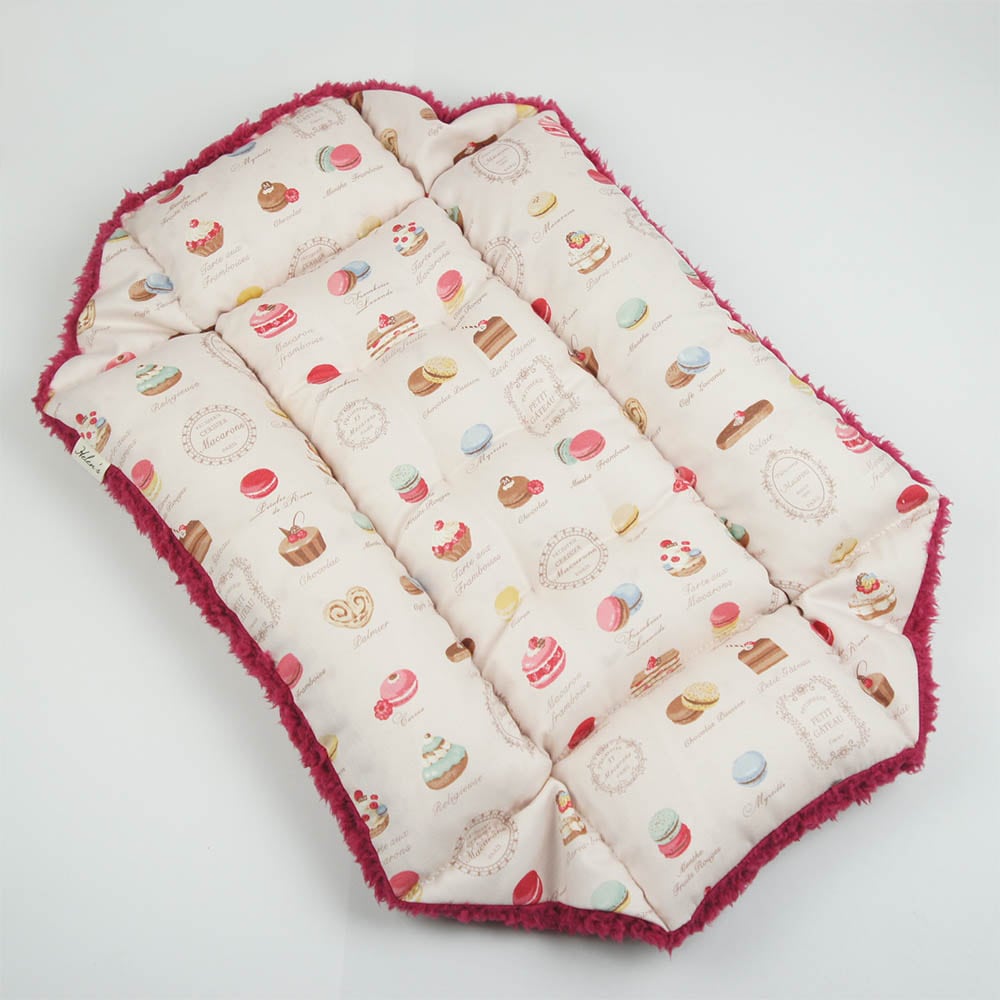 ペットが喜ぶ キャリークッションベッド/クレートクッション マカロンピンクファーラズベリー Sサイズ