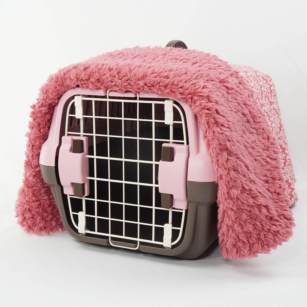 あったか３WAY キャリーカバーブランケット ダマスク ピンクファー＜マルチ幅＞ Sサイズ（トグルボタン無し）