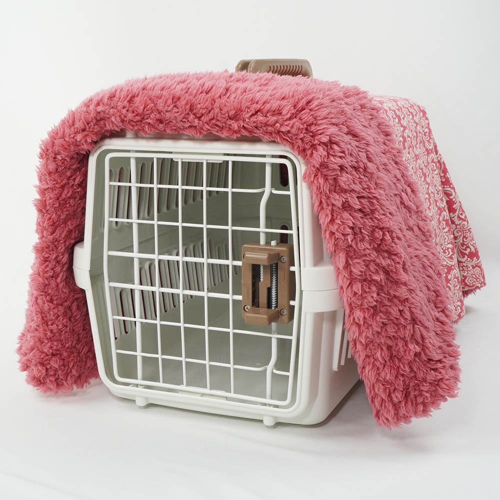 あったか３WAY キャリーカバーブランケット ダマスク ピンクファー＜マルチ幅＞ Sサイズ（トグルボタン無し）