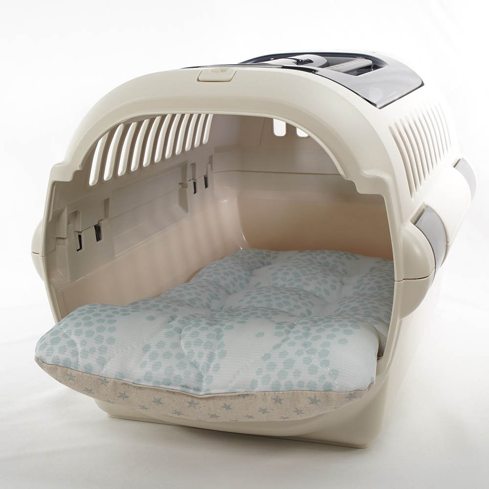 夏用あごのせ縁無しクッション/クレートクッション マーベラスクール Ginga ブルー Sサイズ