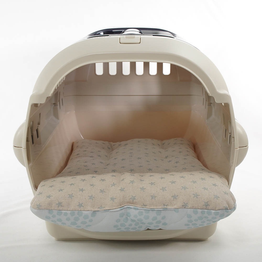 夏用あごのせ縁無しクッション/クレートクッション マーベラスクール Ginga ブルー Sサイズ