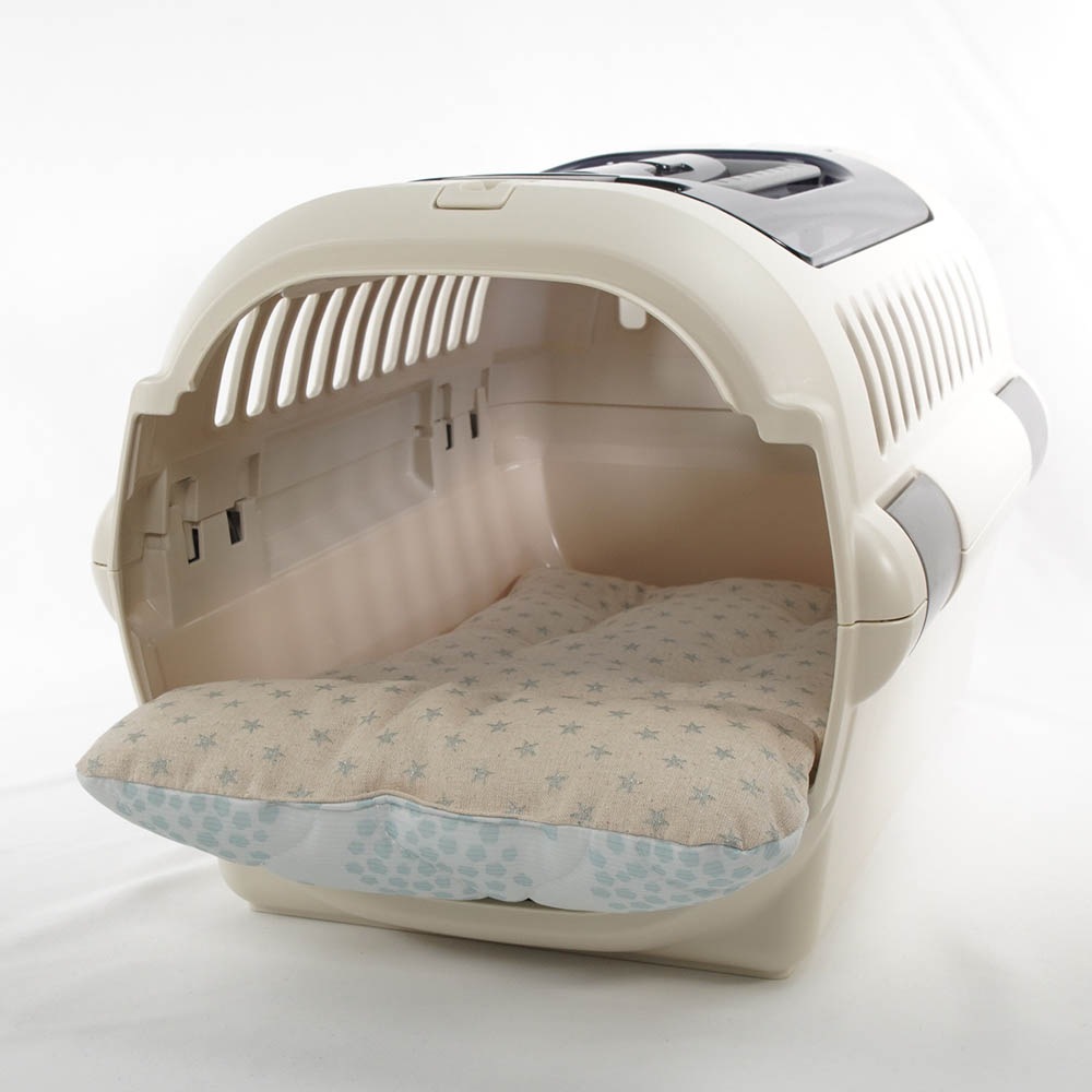 夏用あごのせ縁無しクッション/クレートクッション マーベラスクール Ginga ブルー Sサイズ