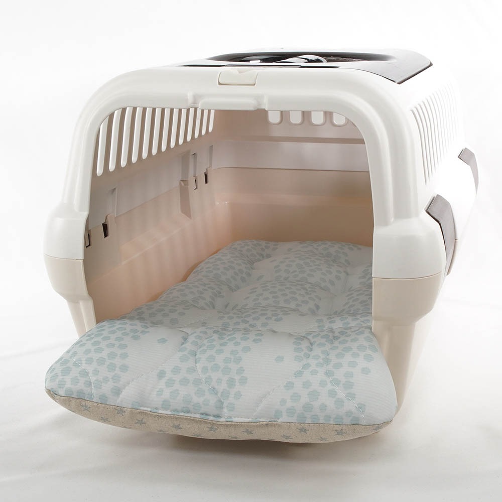 夏用あごのせ縁無しクッション/クレートクッション マーベラスクール Ginga ブルー Sサイズ