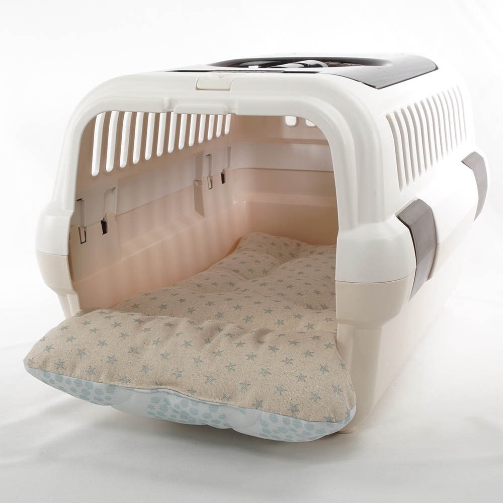 夏用あごのせ縁無しクッション/クレートクッション マーベラスクール Ginga ブルー Sサイズ