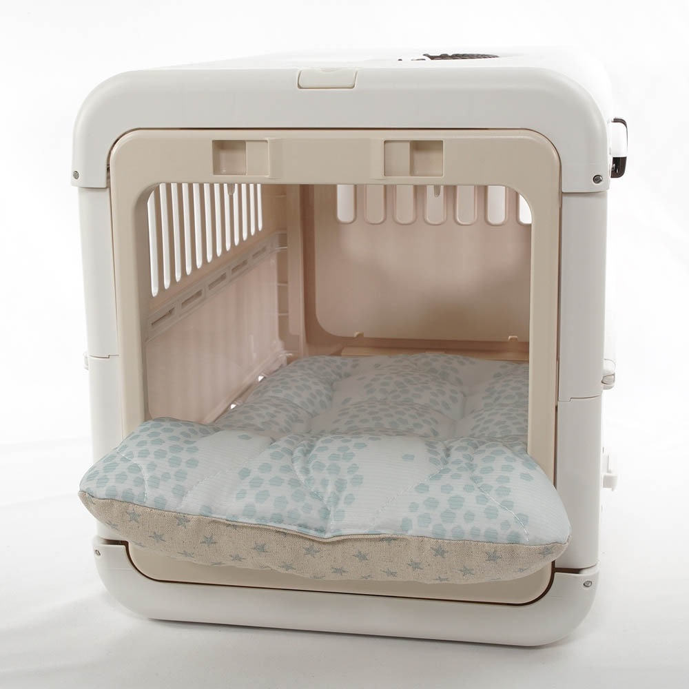 夏用あごのせ縁無しクッション/クレートクッション マーベラスクール Ginga ブルー Sサイズ