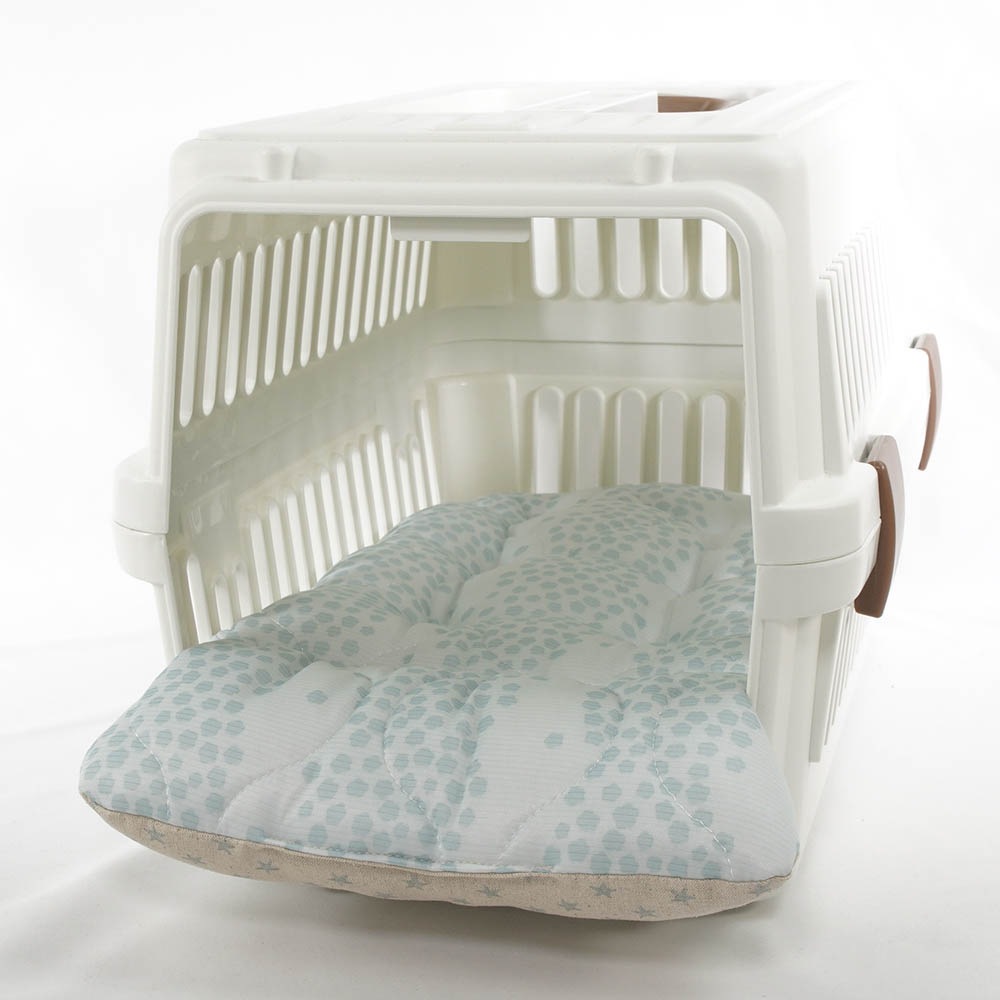 夏用あごのせ縁無しクッション/クレートクッション マーベラスクール Ginga ブルー Sサイズ