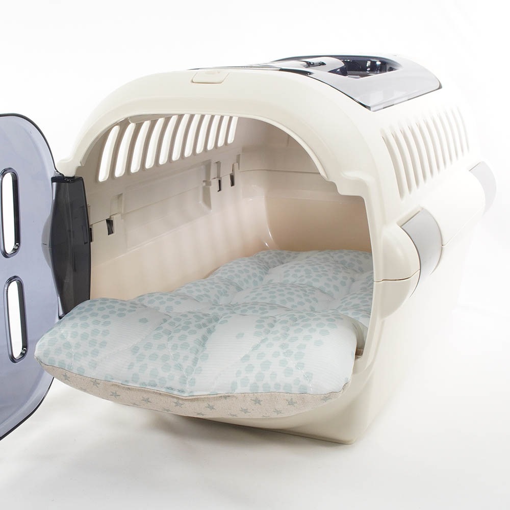 夏用あごのせ縁無しクッション/クレートクッション マーベラスクール Ginga ブルー Sサイズ