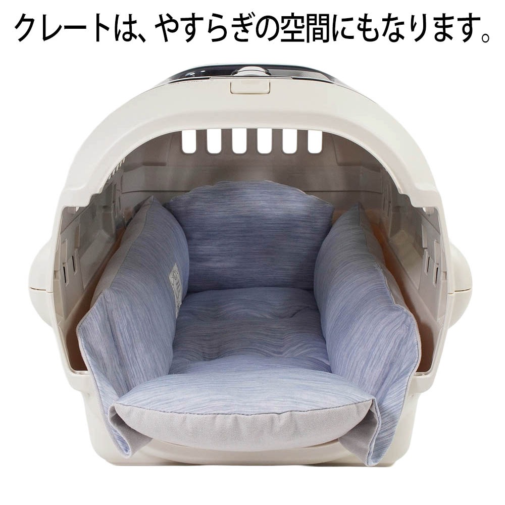 Helen's Via マルチフィット クレートクッション 犬用ベッド Sサイズ - 洗える 接触冷感 ひんやり 夏用 ブルー ペットキャリー・プラスチックベッド・ペットカート対応 クレートマット