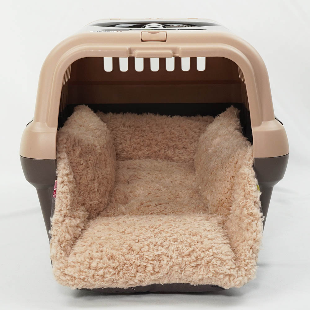 ペットが喜ぶ キャリークッションベッド/クレートクッション マカロンチョコファー Sサイズ