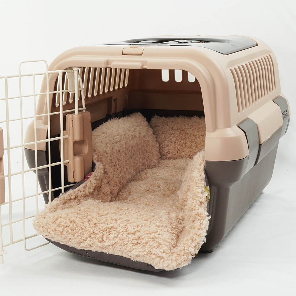 ペットが喜ぶ キャリークッションベッド/クレートクッション マカロンチョコファー Sサイズ