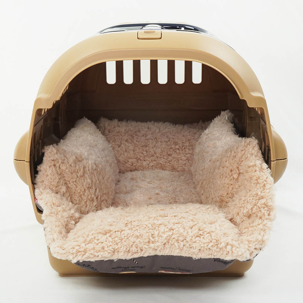ペットが喜ぶ キャリークッションベッド/クレートクッション マカロンチョコファー Sサイズ