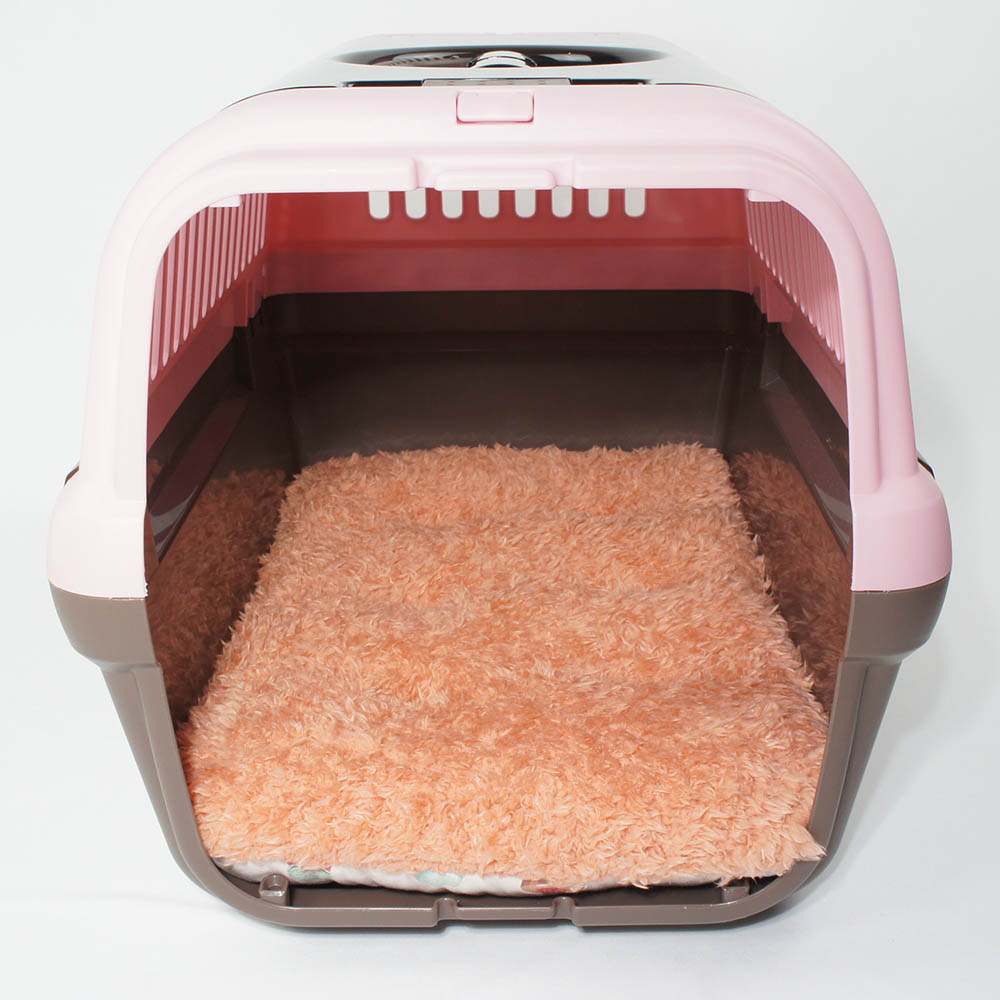 縁無しクッションベッド/クレートクッション マカロンファーコーラル Mサイズ