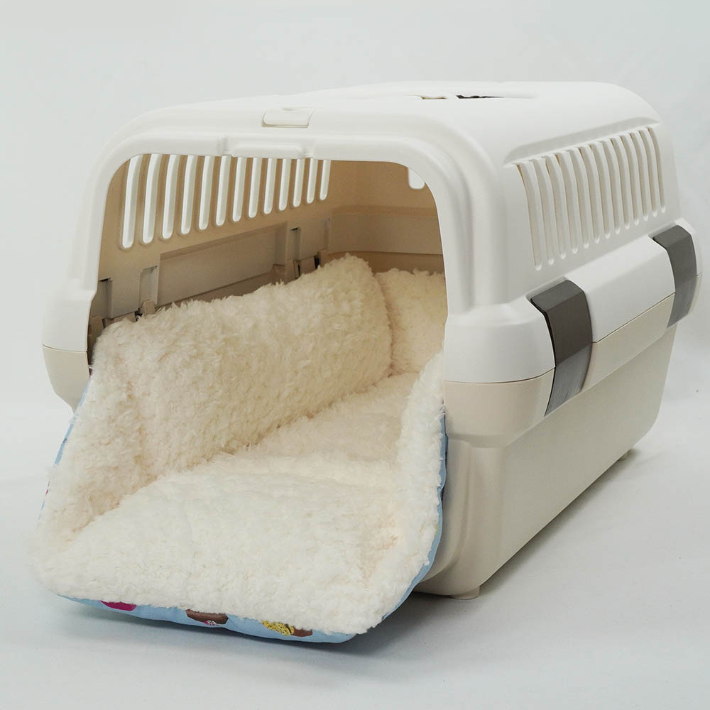 ペットが喜ぶ キャリークッションベッド/クレートクッション マカロンブルーファー Sサイズ