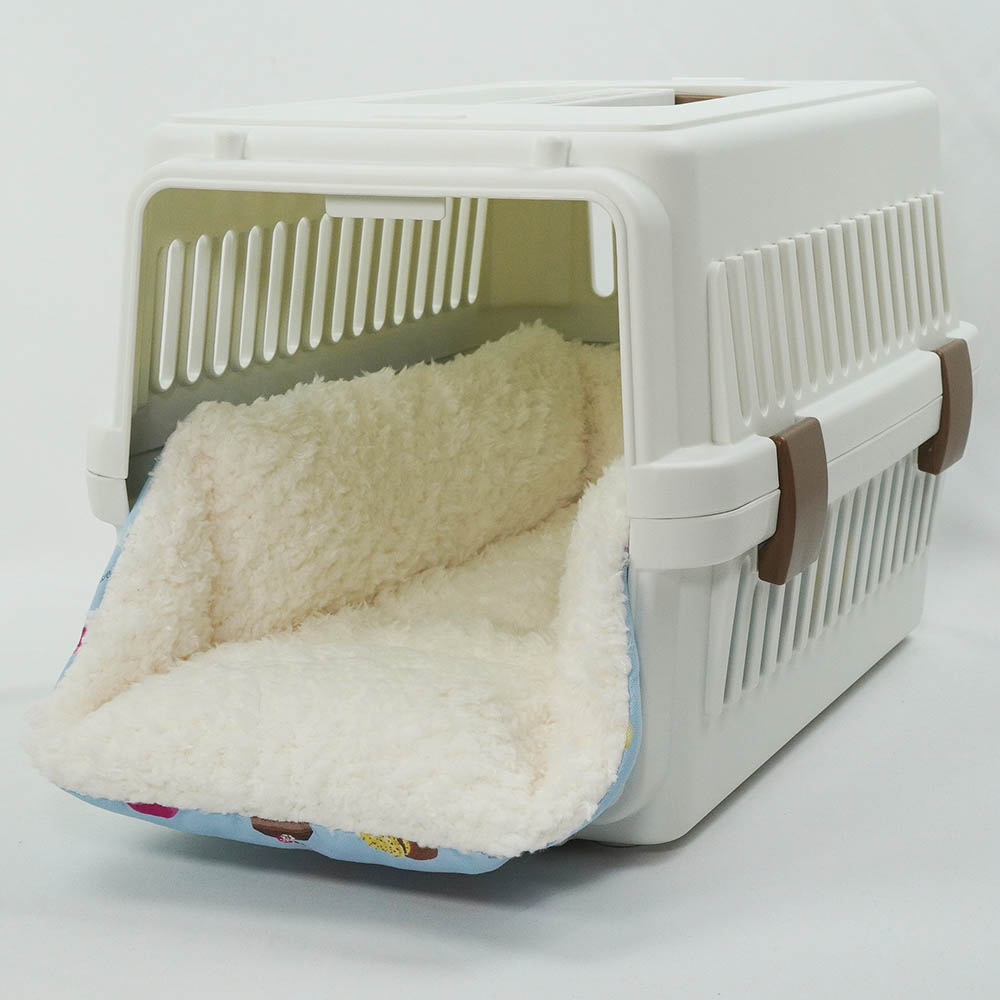 ペットが喜ぶ キャリークッションベッド/クレートクッション マカロンブルーファー Sサイズ