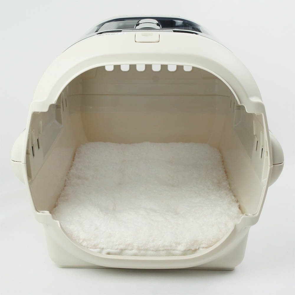 縁無しクッションベッド/クレートクッション カミカミ大好きちゃん用 8号帆布生地 オフホワイトファー Sサイズ