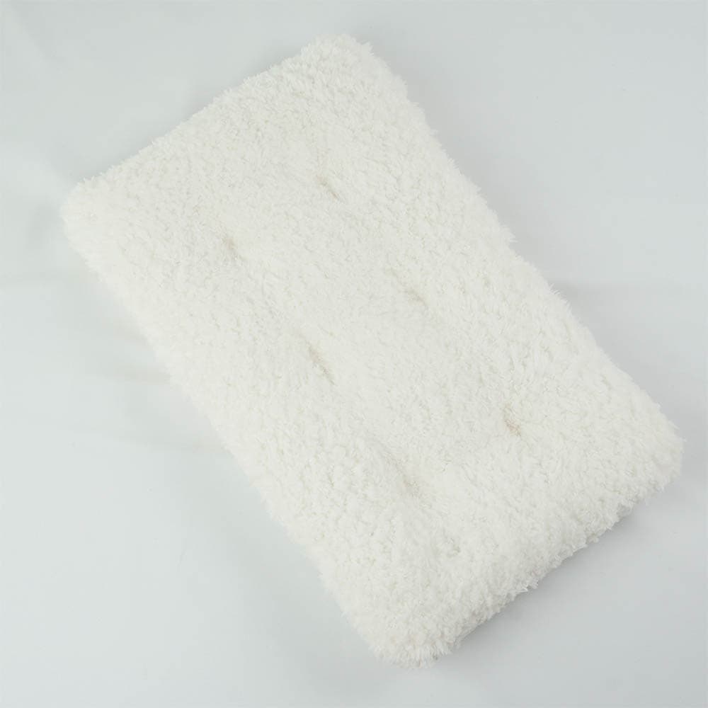 縁無しクッションベッド/クレートクッション カミカミ大好きちゃん用 8号帆布生地 オフホワイトファー Sサイズ