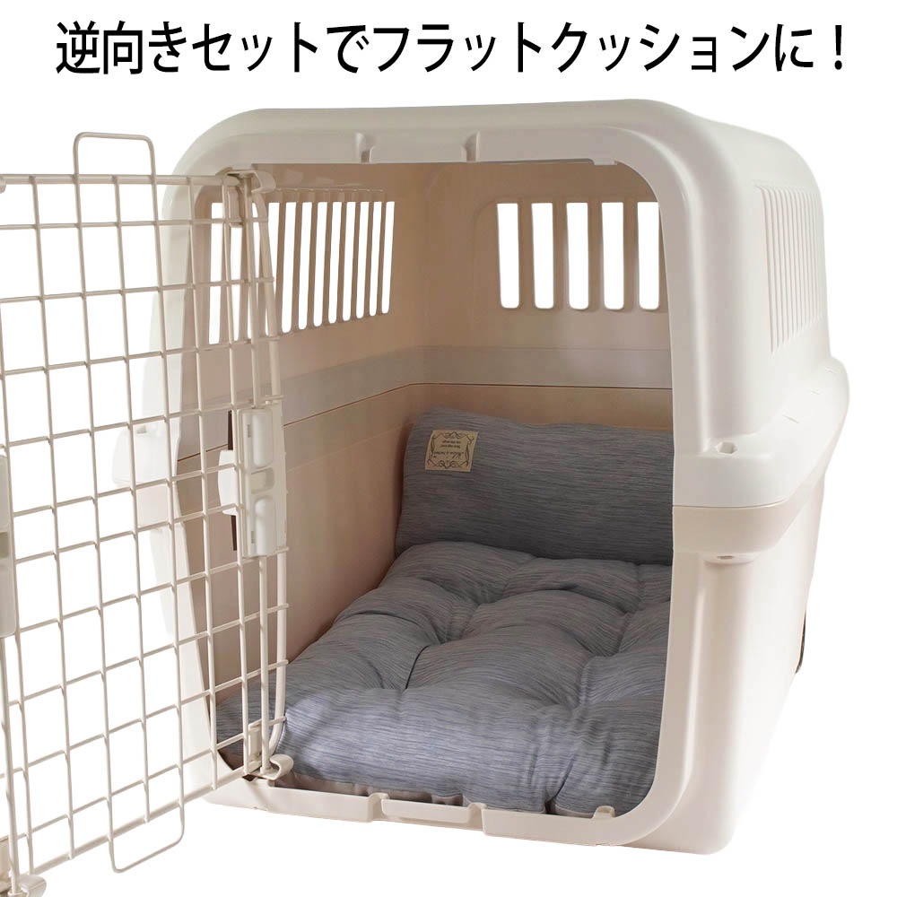 Helen's Via 接触冷感 ひんやり 夏用 犬用ベッド あごのせ クレートクッション Lサイズ ブルー 洗える クレートマット