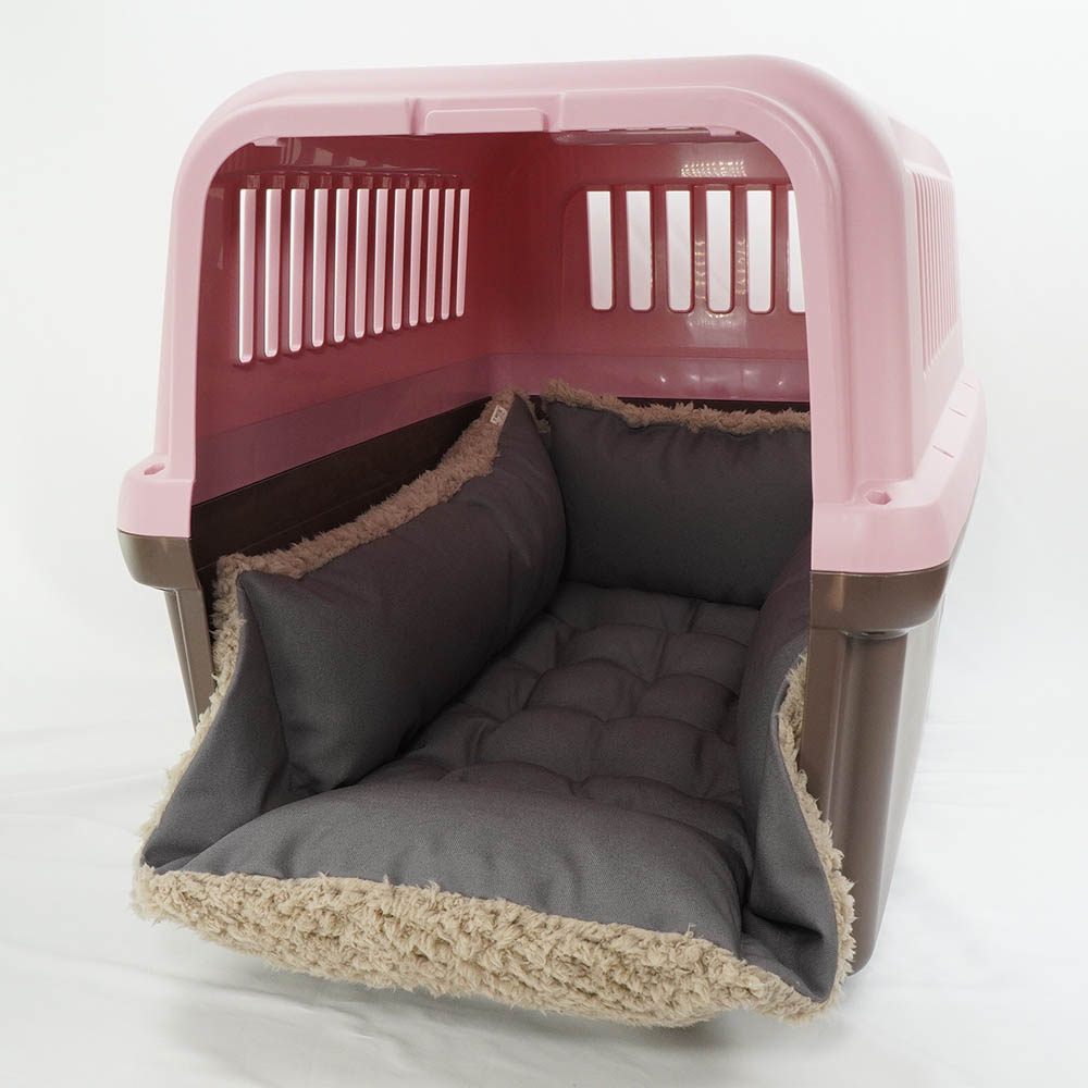 丈夫な9.5号帆布生地 キャリークッションベッド/クレートクッション チャコールグレーファー Ｌサイズ