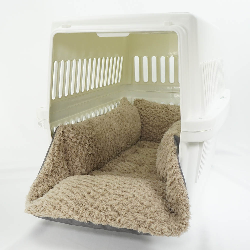 丈夫な9.5号帆布生地 キャリークッションベッド/クレートクッション チャコールグレーファー Ｌサイズ