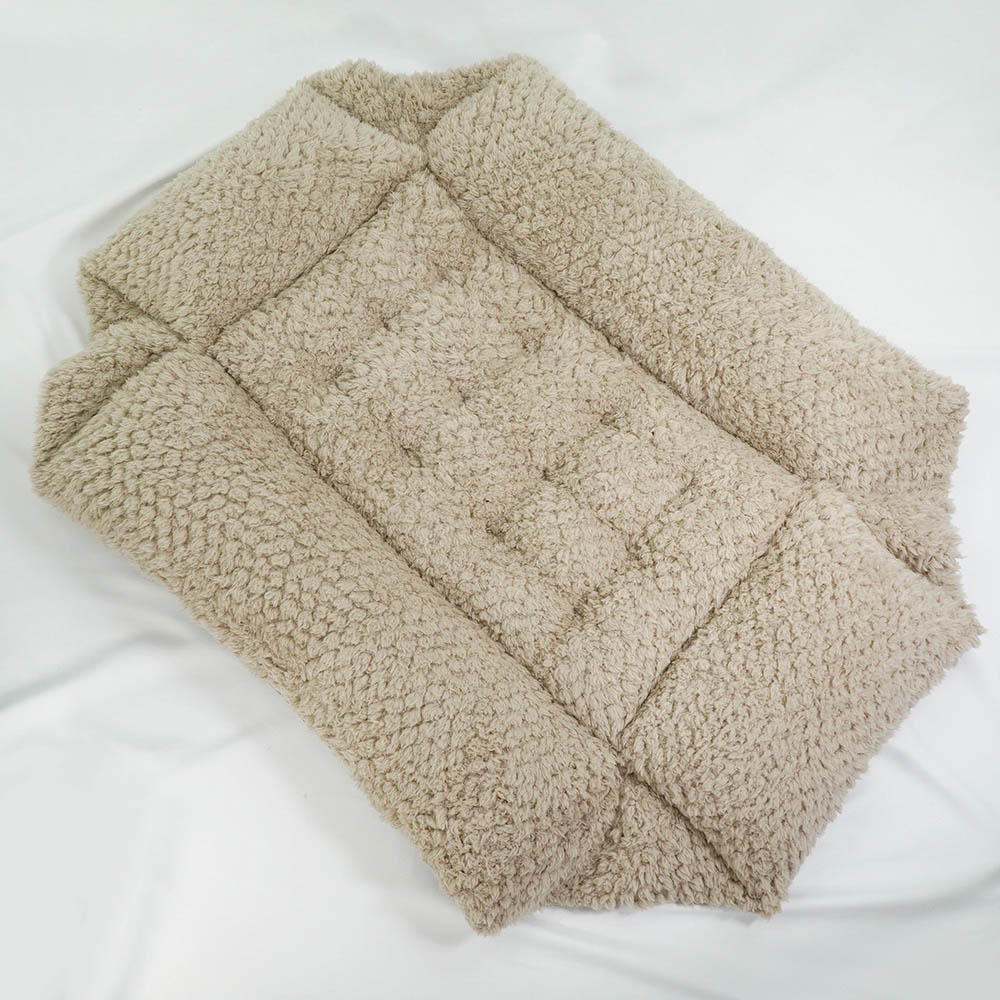 丈夫な9.5号帆布生地 キャリークッションベッド/クレートクッション チャコールグレーファー Ｌサイズ