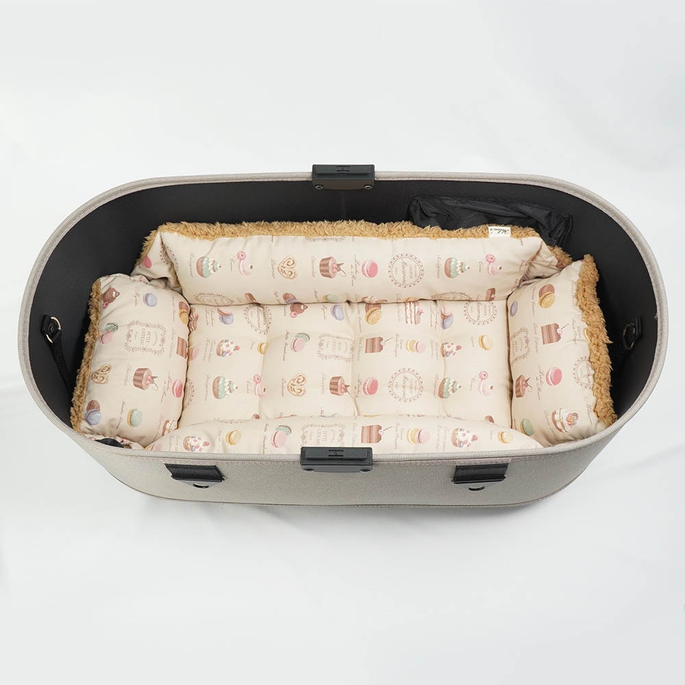 【500円OFF】DOME3ラージ用クッションセット ぷくぷく あごのせクッション+キャリークッションベッド Mサイズ マカロンベージュファーキャメル