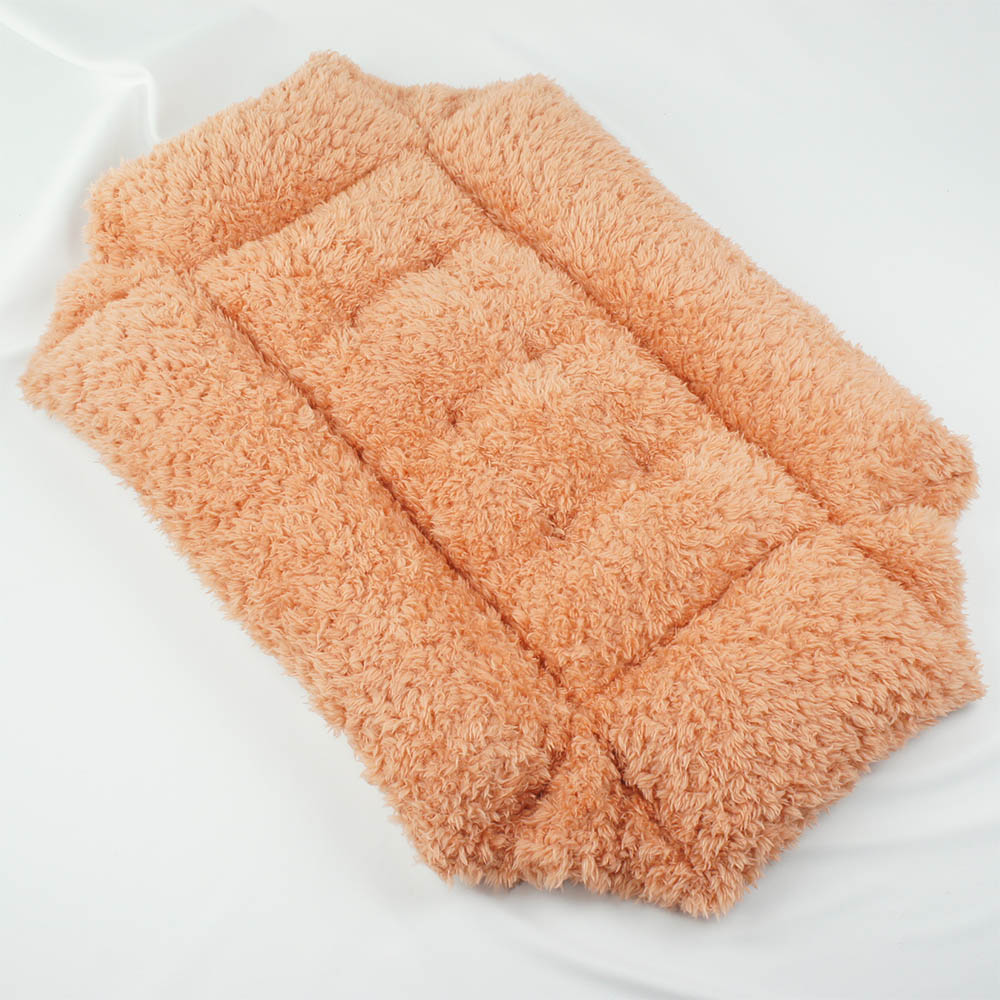 ペットが喜ぶ キャリークッションベッド/クレートクッション マカロンピンクファーコーラル Mサイズ