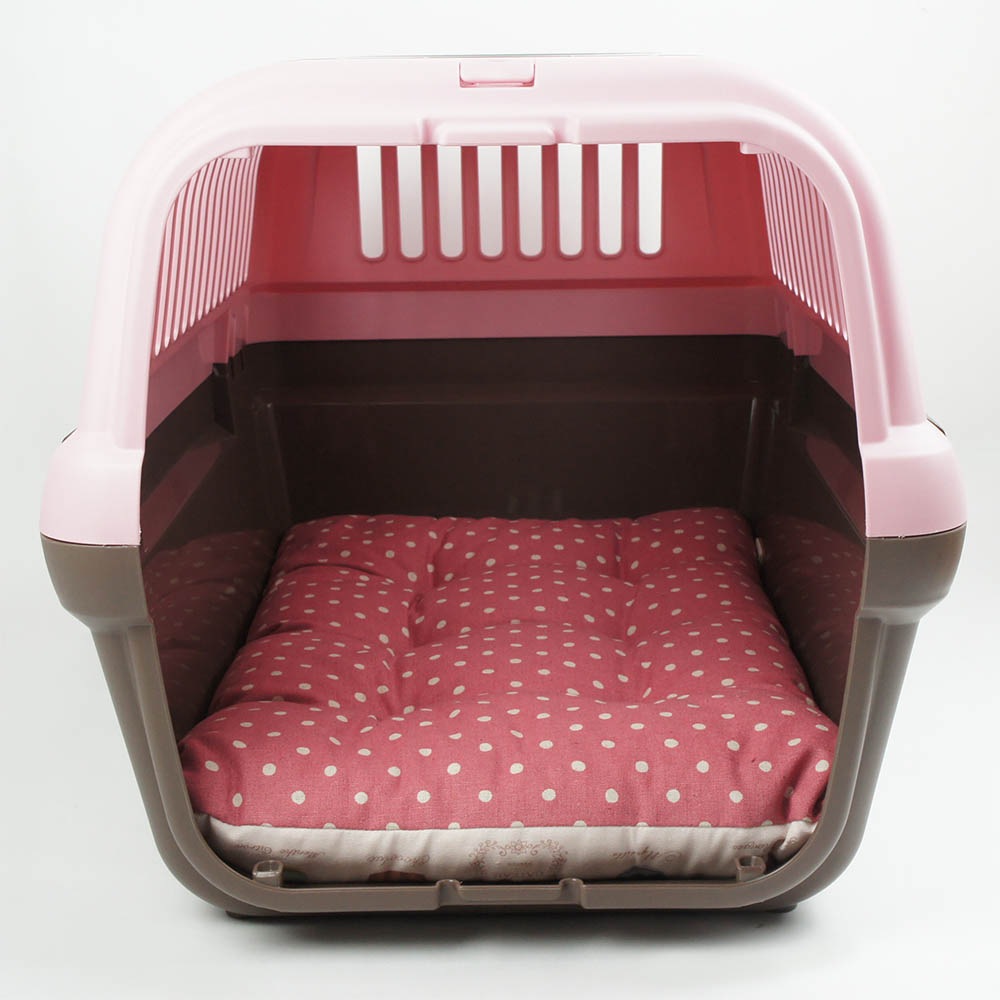 縁無しクッションベッド/クレートクッション マカロンピンクドット Mサイズ