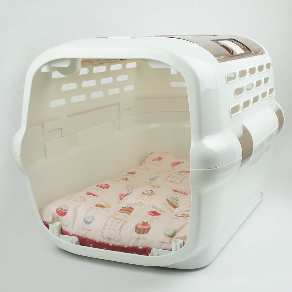 縁無しクッションベッド/クレートクッション マカロンピンクドット Mサイズ