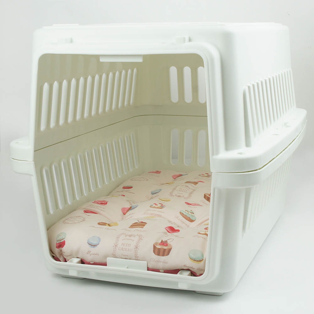 縁無しクッションベッド/クレートクッション マカロンピンクドット Mサイズ