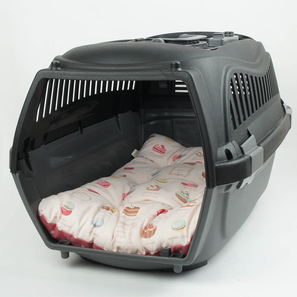 縁無しクッションベッド/クレートクッション マカロンピンクドット Mサイズ