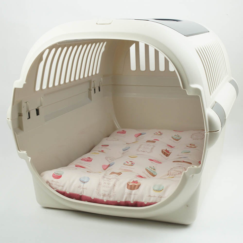 縁無しクッションベッド/クレートクッション マカロンピンクドット Mサイズ