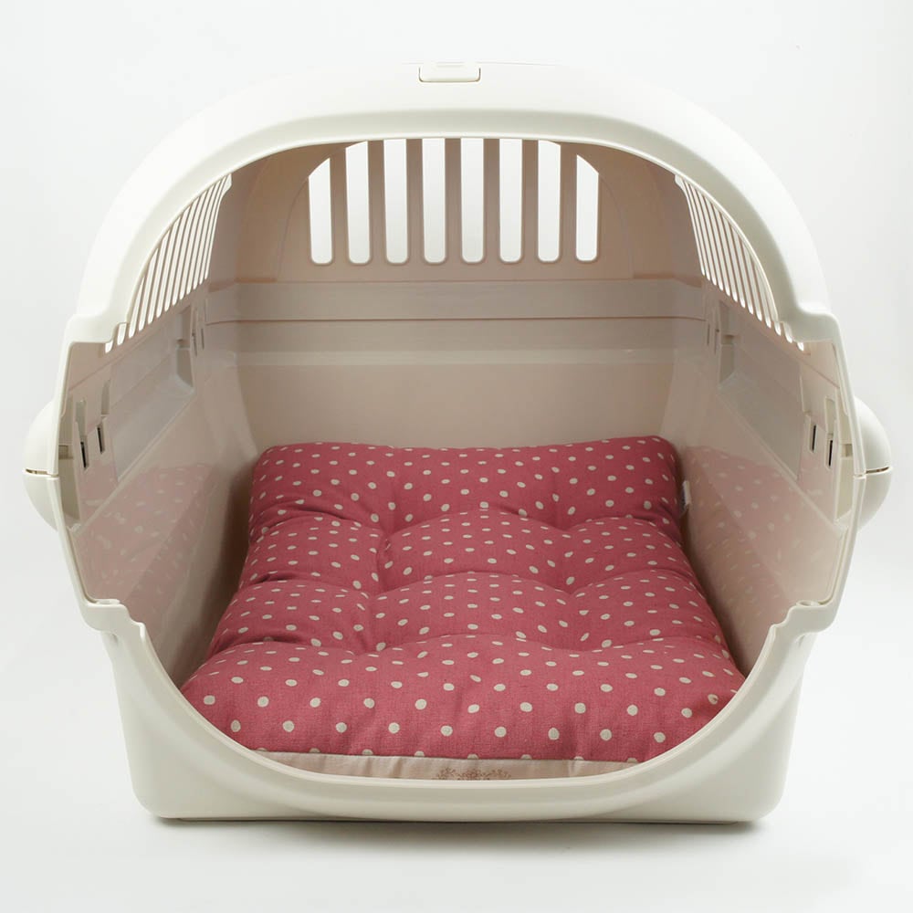 縁無しクッションベッド/クレートクッション マカロンピンクドット Mサイズ