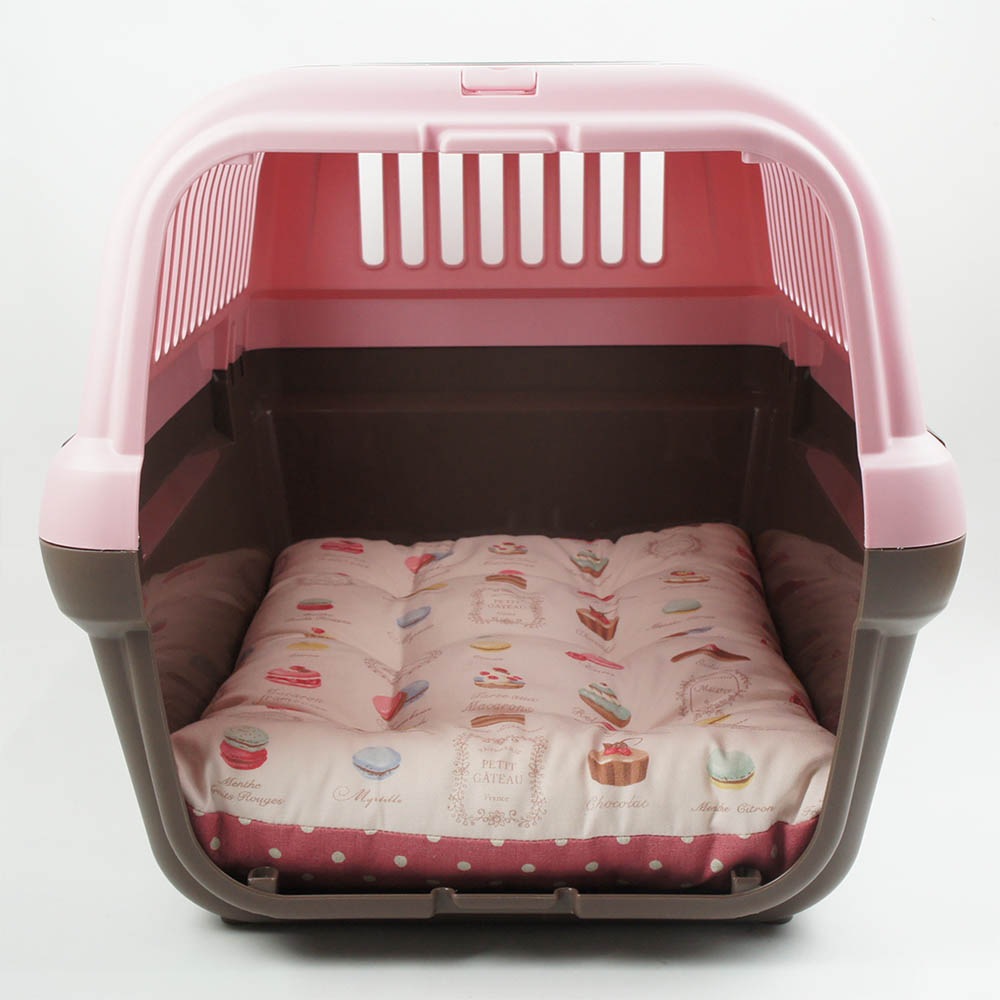 縁無しクッションベッド/クレートクッション マカロンピンクドット Mサイズ