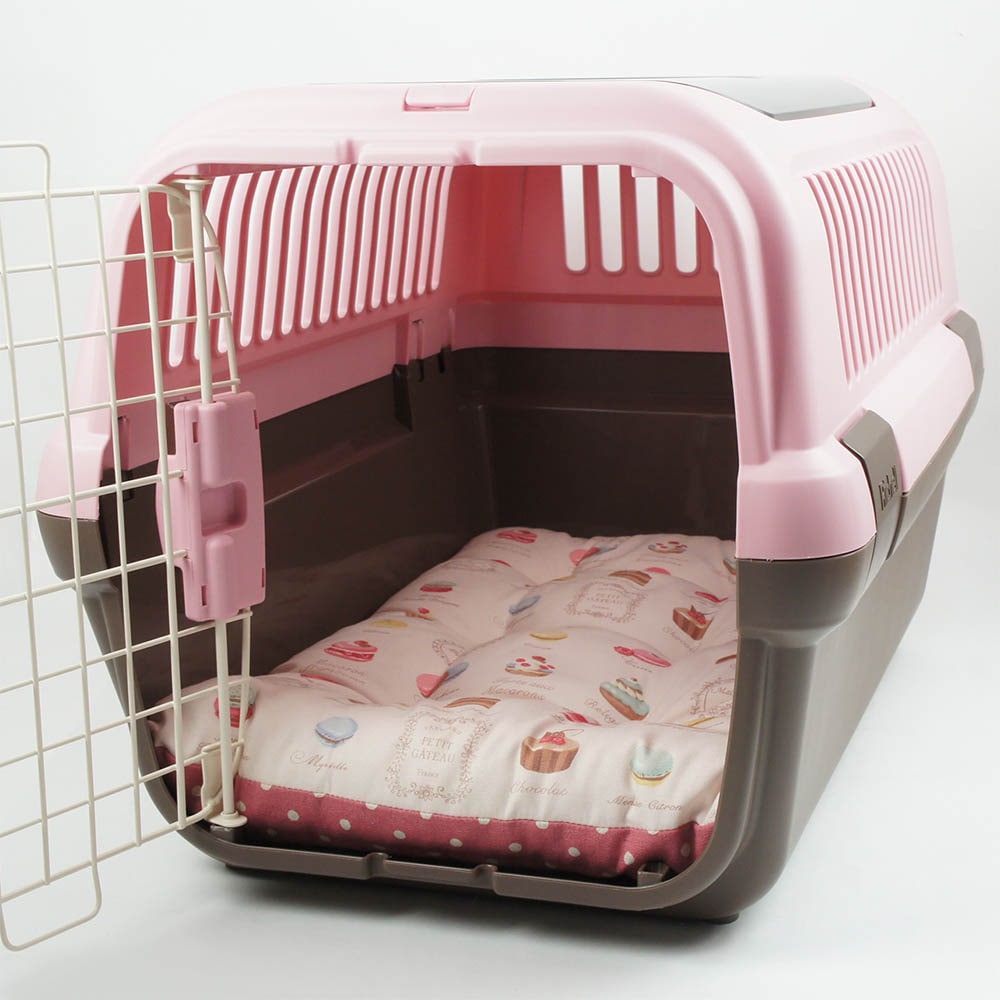 縁無しクッションベッド/クレートクッション マカロンピンクドット Mサイズ