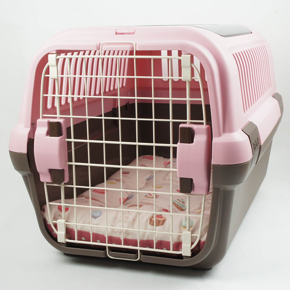 縁無しクッションベッド/クレートクッション マカロンピンクドット Mサイズ