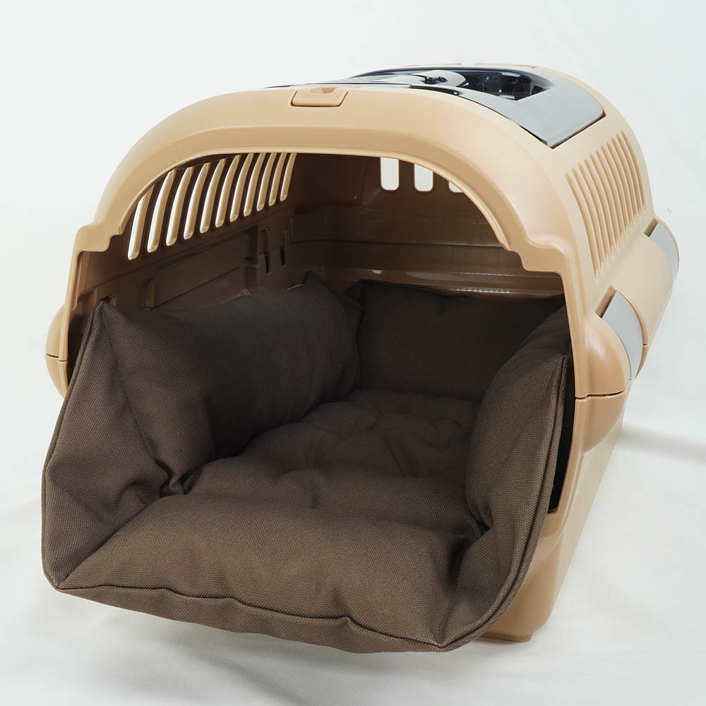 カミカミ大好きちゃん用 8号帆布生地 キャリークッションベッド/クレートクッション ココア Sサイズ