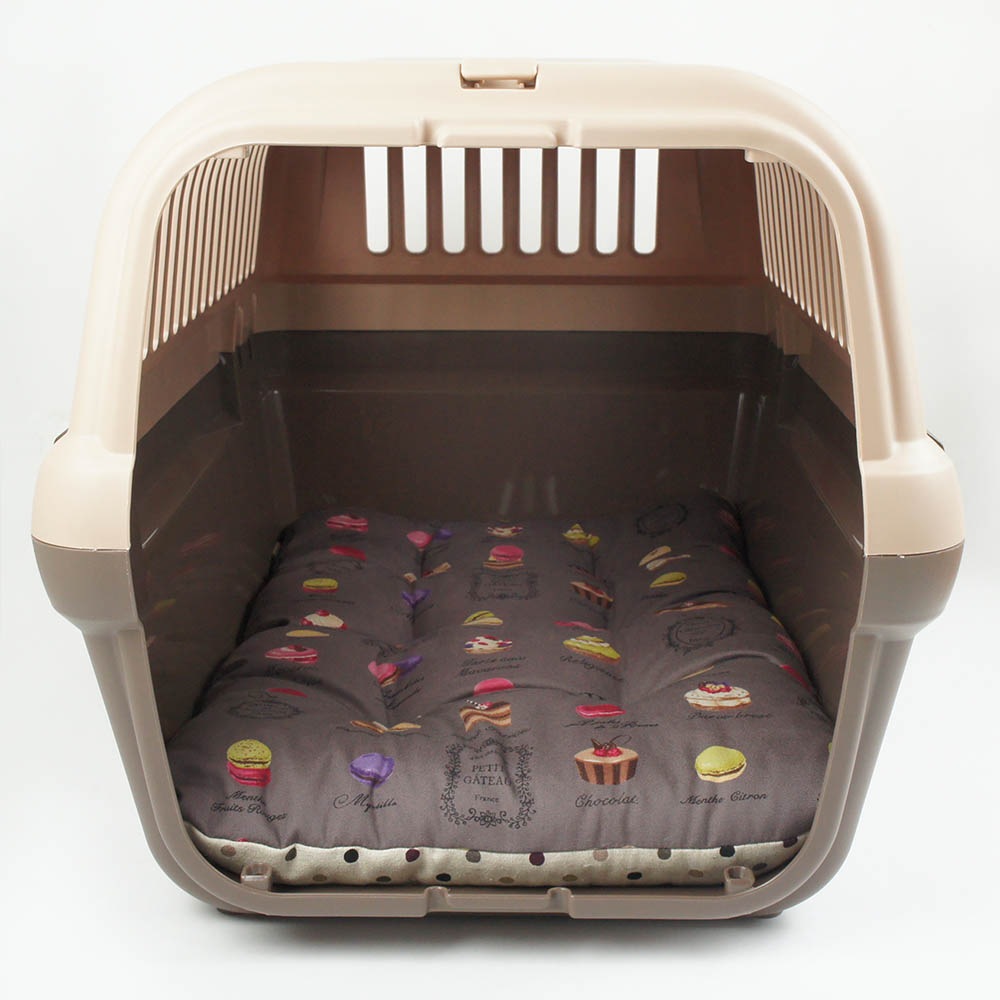 縁無しクッションベッド/クレートクッション マカロンチョコドット Mサイズ