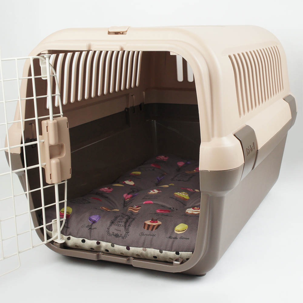 縁無しクッションベッド/クレートクッション マカロンチョコドット Mサイズ