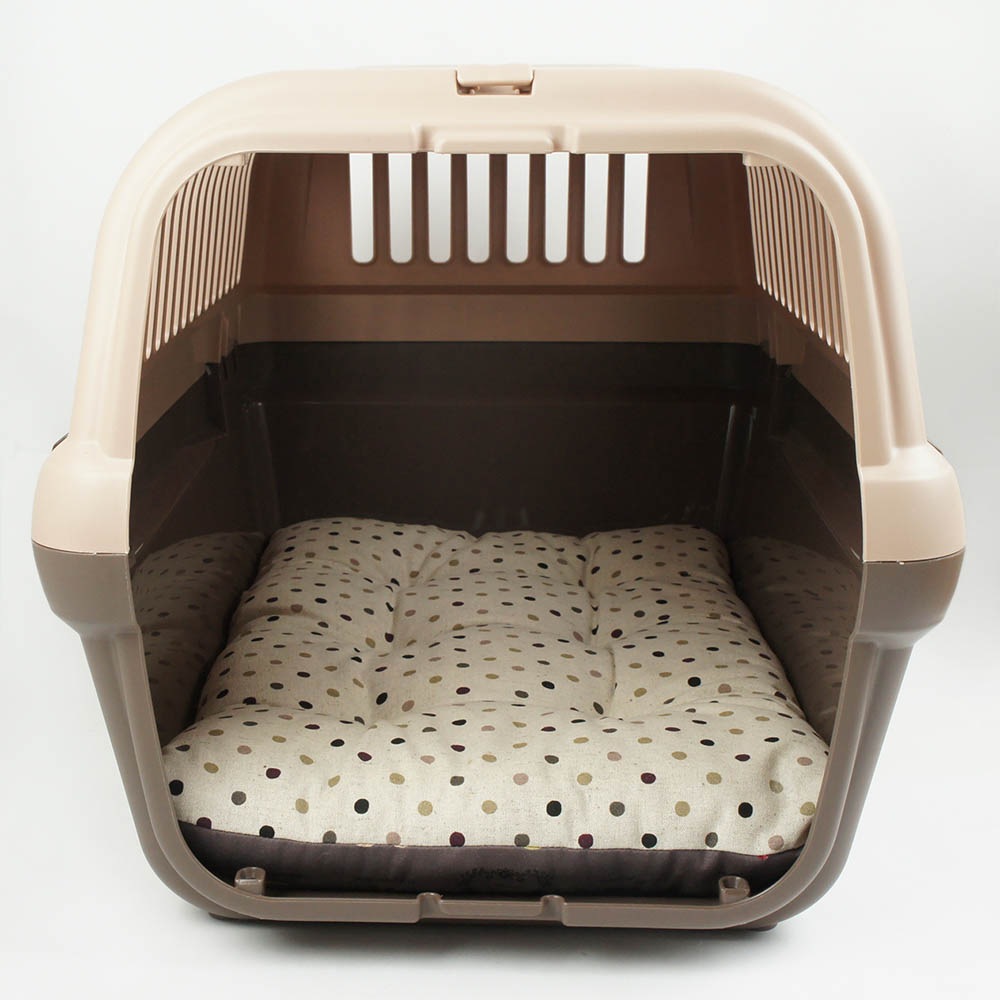 縁無しクッションベッド/クレートクッション マカロンチョコドット Mサイズ