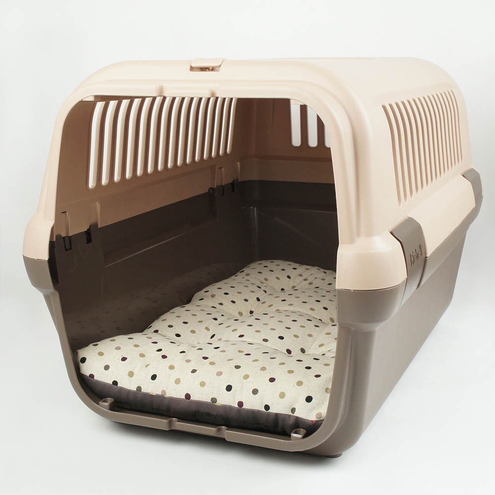 縁無しクッションベッド/クレートクッション マカロンチョコドット Mサイズ