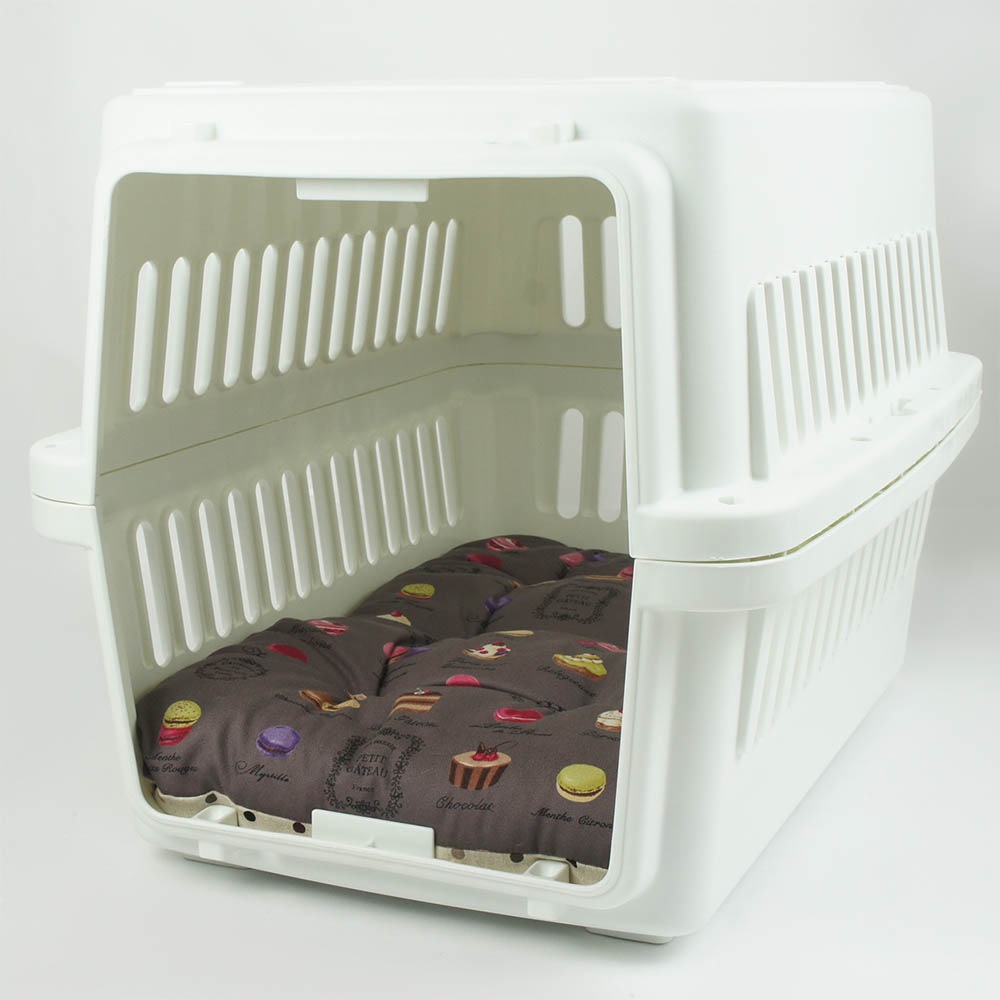 縁無しクッションベッド/クレートクッション マカロンチョコドット Mサイズ