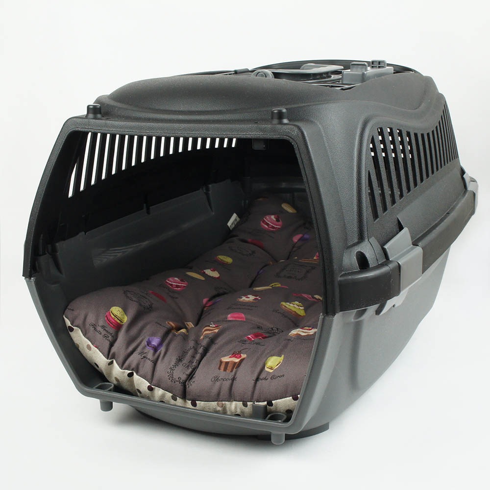 縁無しクッションベッド/クレートクッション マカロンチョコドット Mサイズ