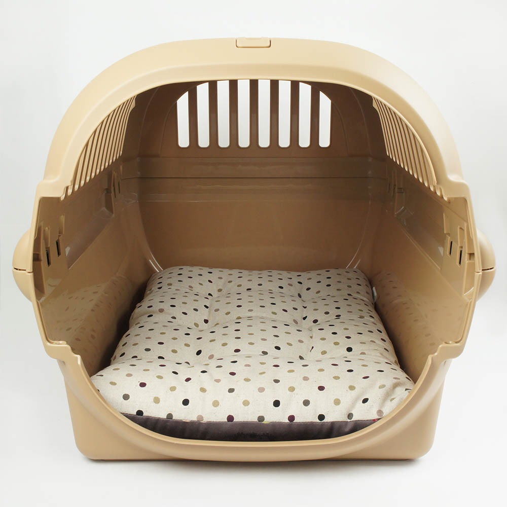 縁無しクッションベッド/クレートクッション マカロンチョコドット Mサイズ