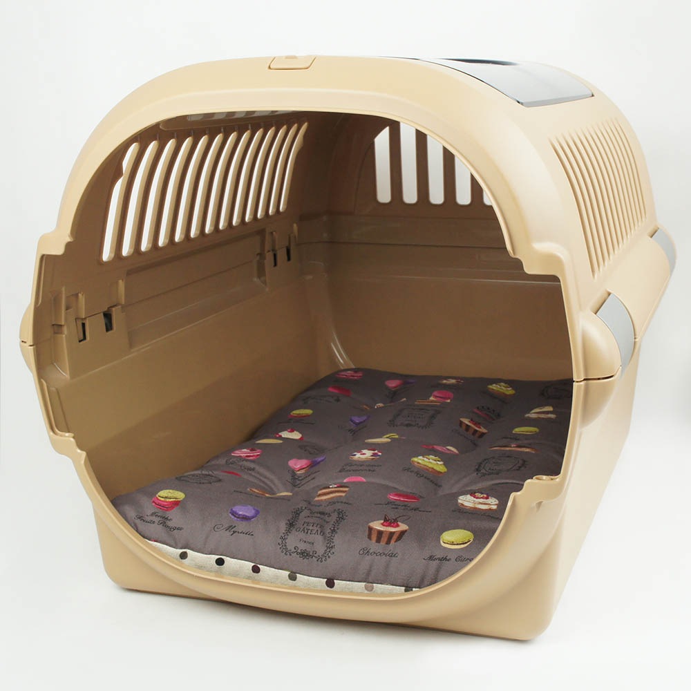 縁無しクッションベッド/クレートクッション マカロンチョコドット Mサイズ