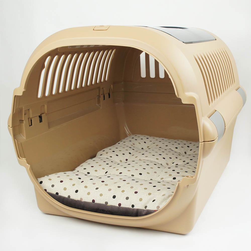 縁無しクッションベッド/クレートクッション マカロンチョコドット Mサイズ