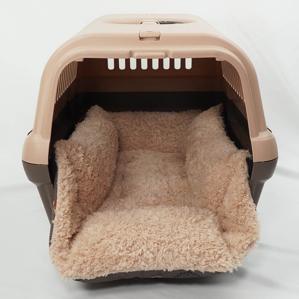 ペットが喜ぶ キャリークッションベッド/クレートクッション マカロンチョコファー Mサイズ