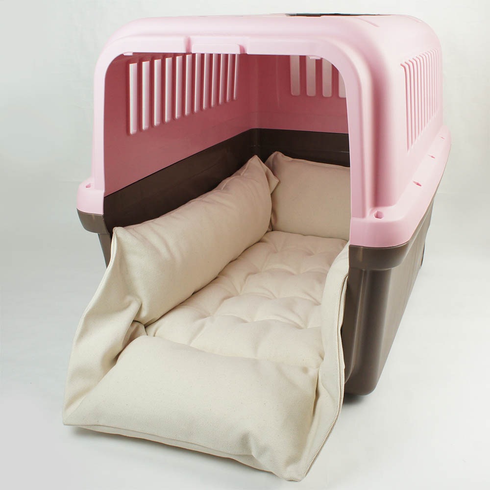 カミカミ大好きちゃん用 ８号帆布生地 キャリークッションベッド/クレートクッション 生成（両面帆布） Ｌサイズ